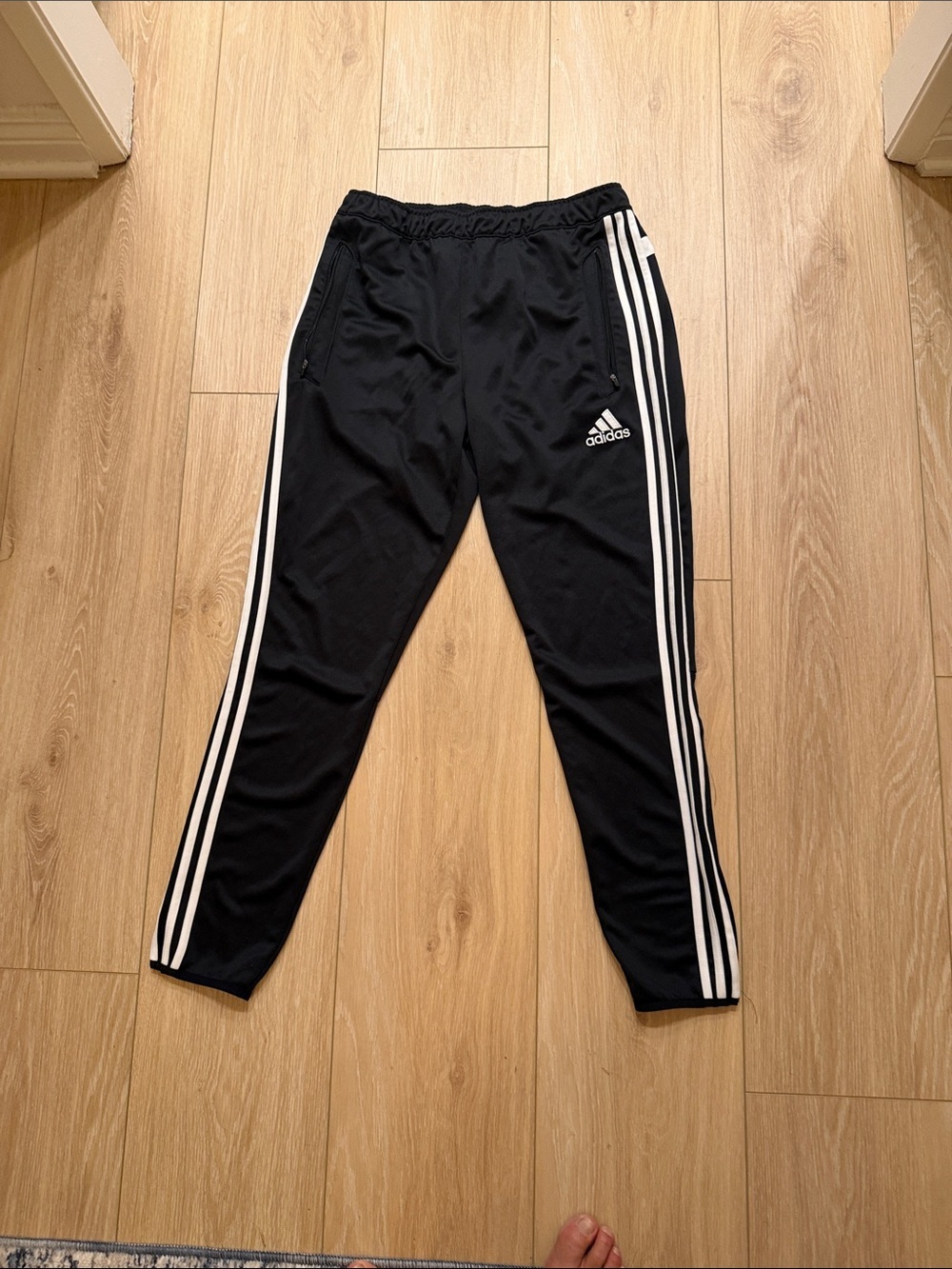 ClimaCool Adidas Black Track Pants with White Stripes